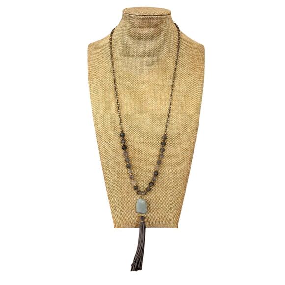None and/or Unknown Jewelry - Boho Beaded Tassel Pendant Necklace